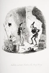 Nicholas unterrichtet Smike in der Kunst des Schauspiels, Illustration aus 